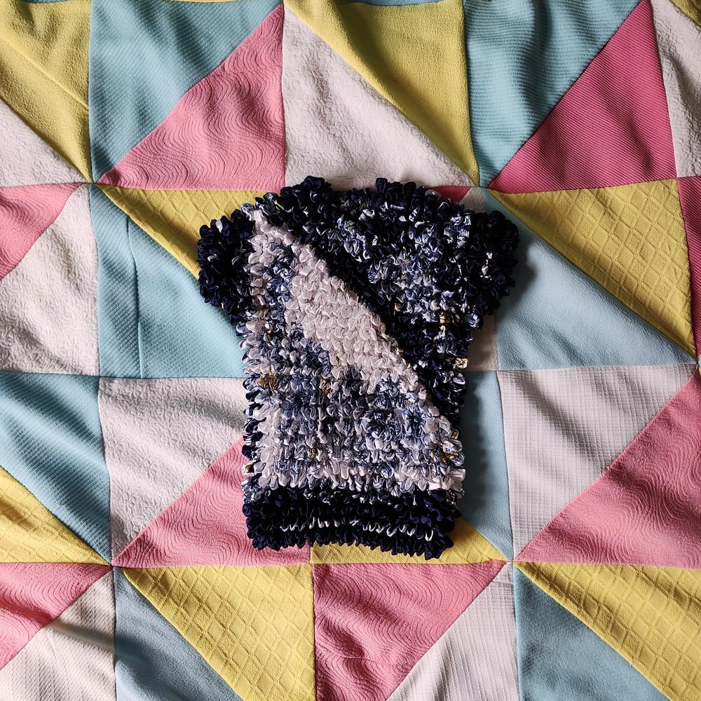Stylish Blue and White Women's Popcorn Top